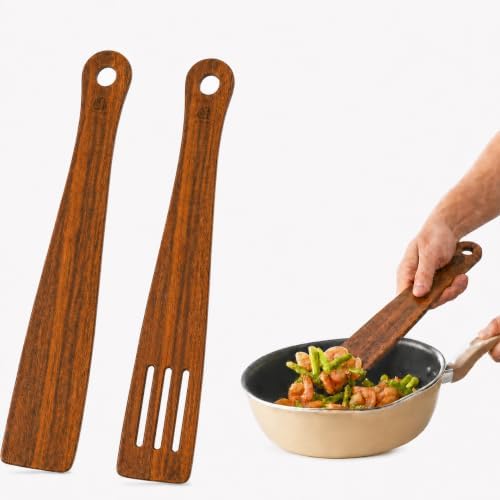 2 Pack 12-Inch Teak Wood Spatula Set