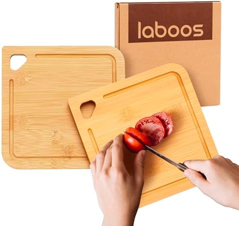 2-Pack Small Bamboo Cutting Boards with Juice Groove