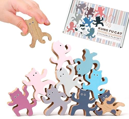Kung Fu Cat Wooden Stacking Challenge