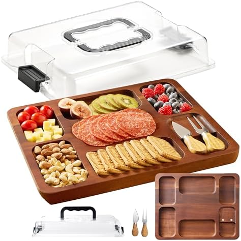 Multi-Functional Charcuterie Board Set with Thicker Clear L…
